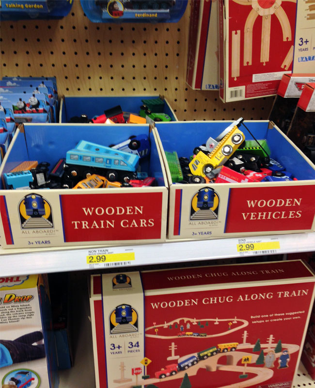 all aboard wooden train cars